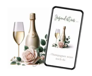 Digitale Einladung Champagnerparty hier erhältlich