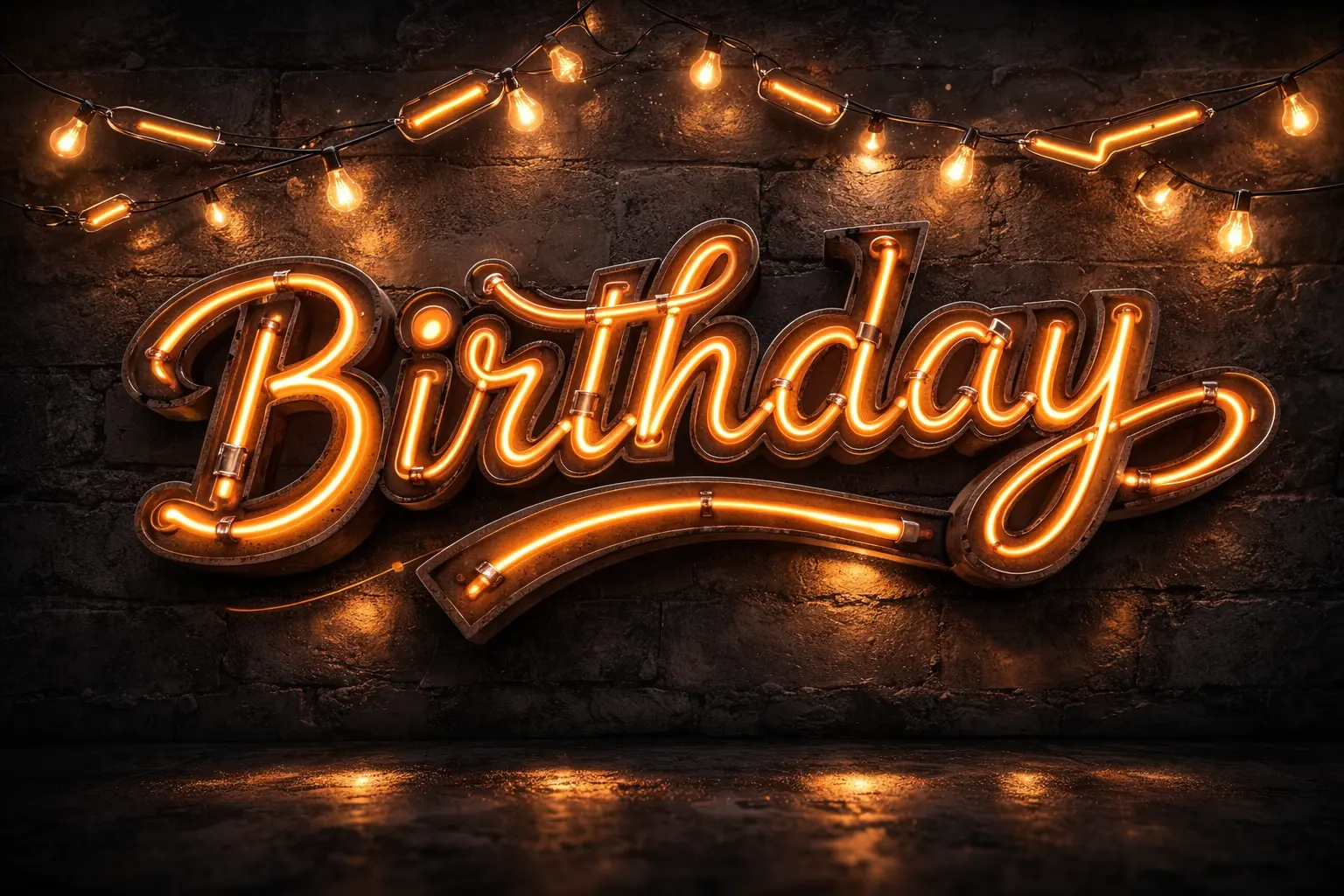 Industrial Style Ideen als Neon-Leuchtschrift mit Lichterketten auf dunklem Hintergrund