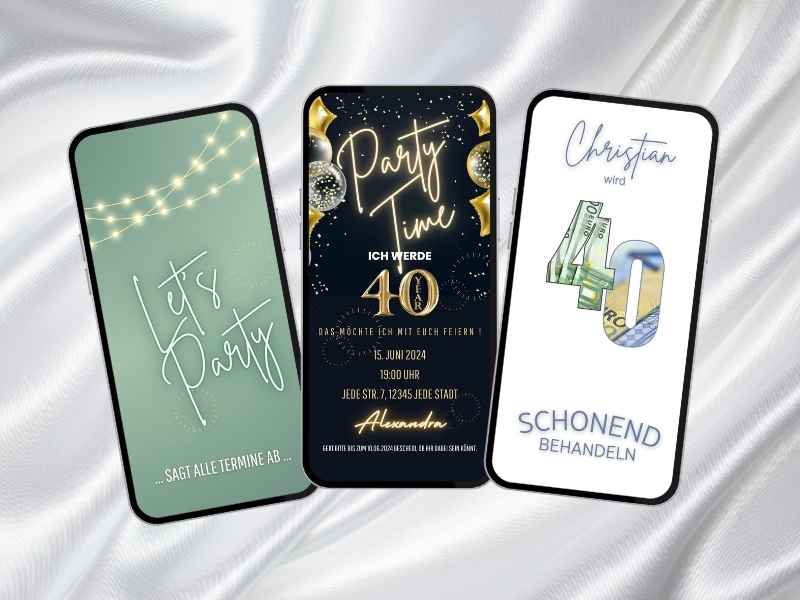 Einladungen 40. Geburtstag Vorlagen - stilvolle eCards mit persönlichem Text und digitalem Versand