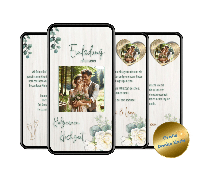 Einladungskarte Hölzerne Hochzeit