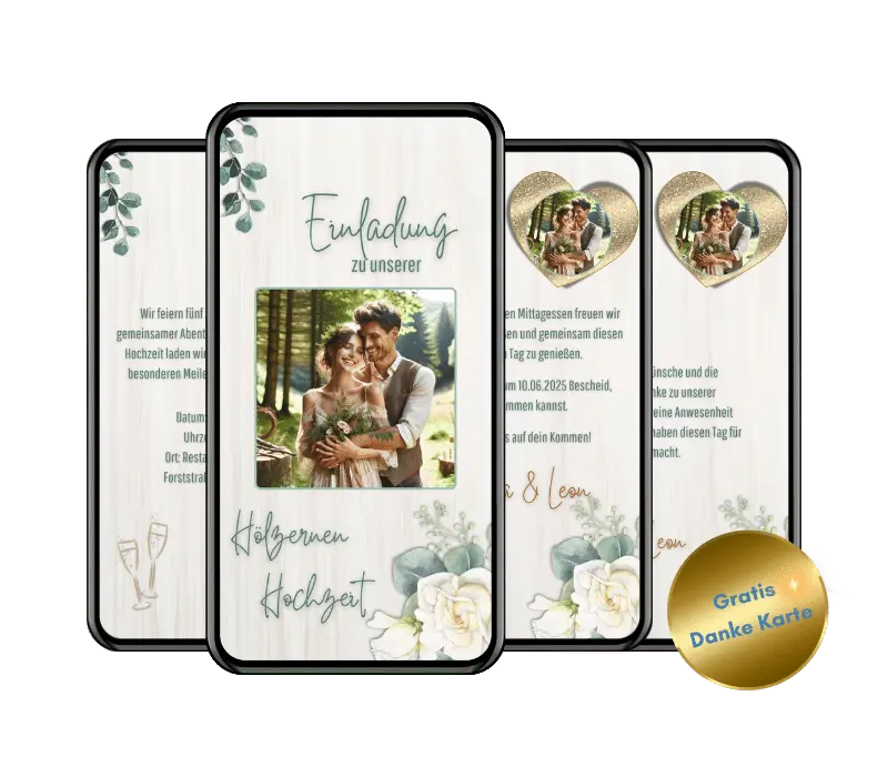 Einladungskarte Hölzerne Hochzeit