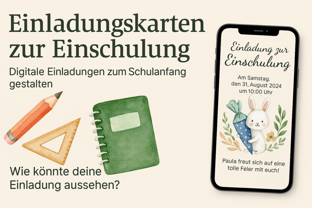 Einladungskarten zur Einschulung - digitale animierte eCard mit kindgerechtem Design von eCardino