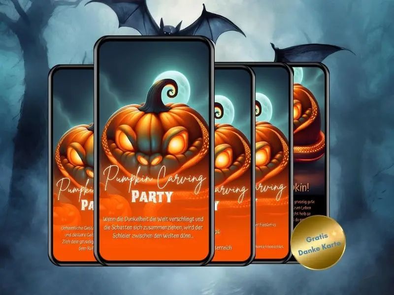 Jack o Lantern Halloween Einladung mit leuchtendem Kürbis-Design