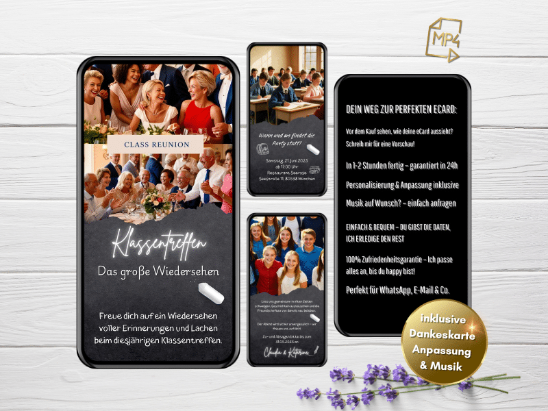 Klassentreffen Einladung im nostalgischen Tafel-Design