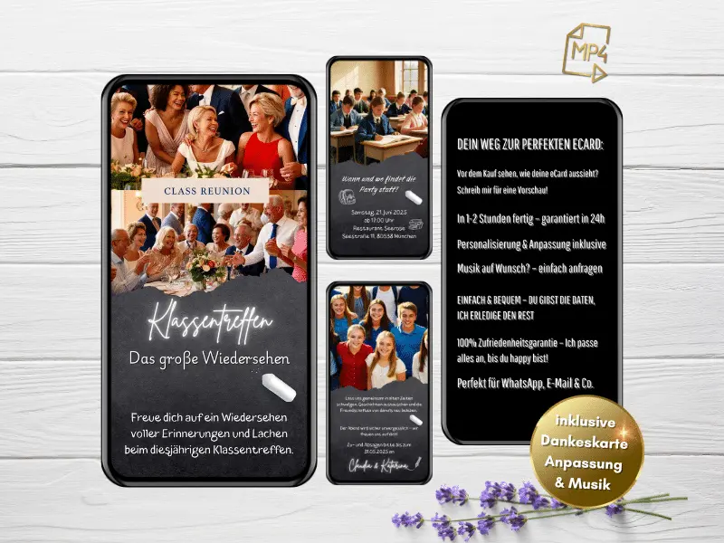 Klassentreffen Einladung im nostalgischen Tafel-Design