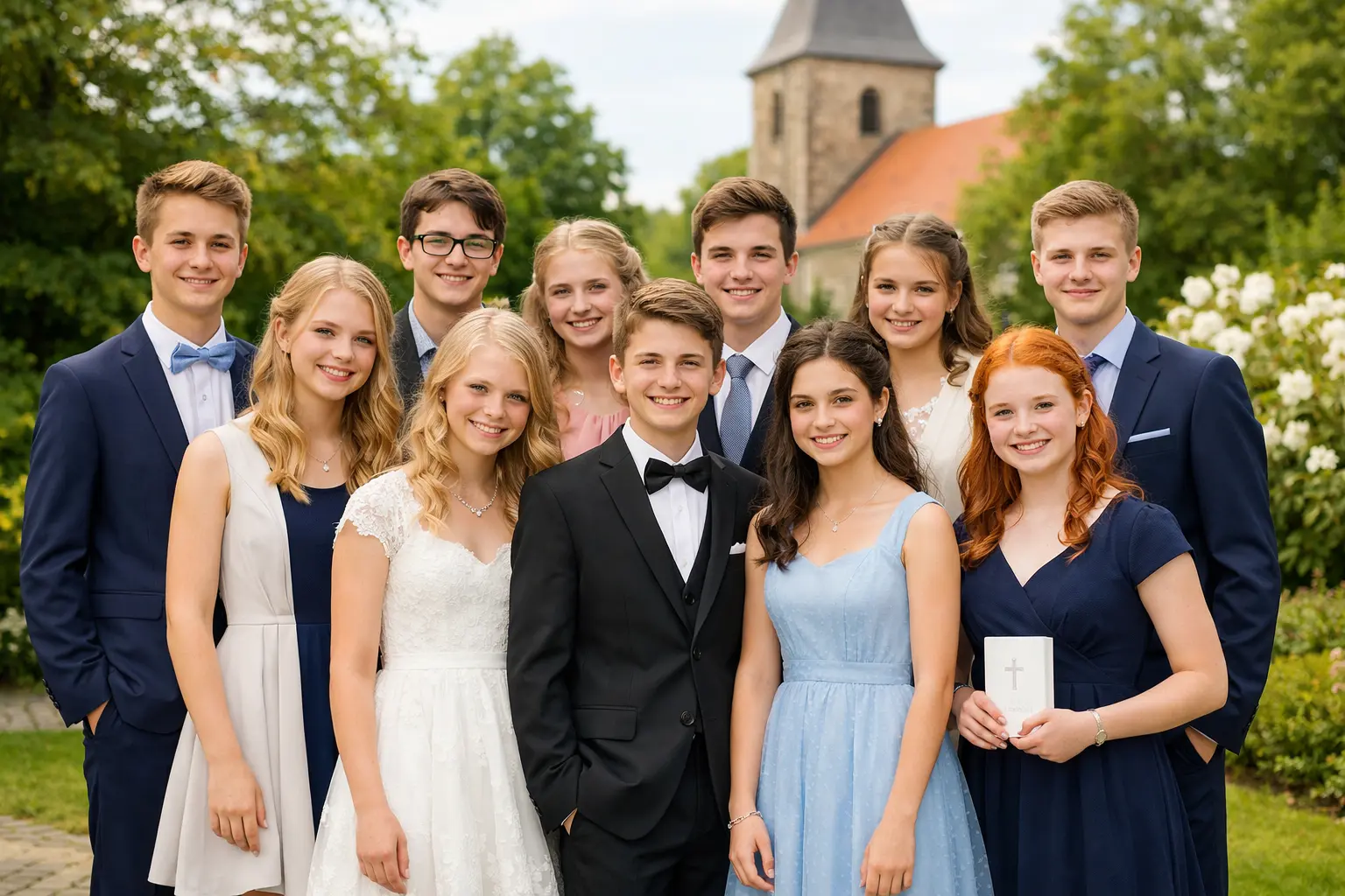 Konfirmation Textvorlagen - Teenager feiern gemeinsam ihre Konfirmation