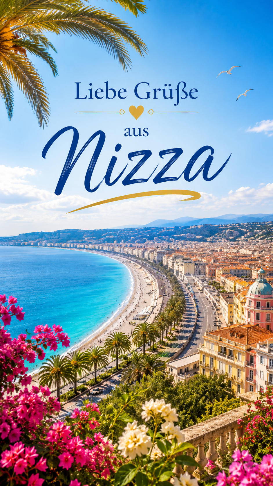 Digitale Postkarte aus Nizza - Liebe Grüße mit Promenade des Anglais