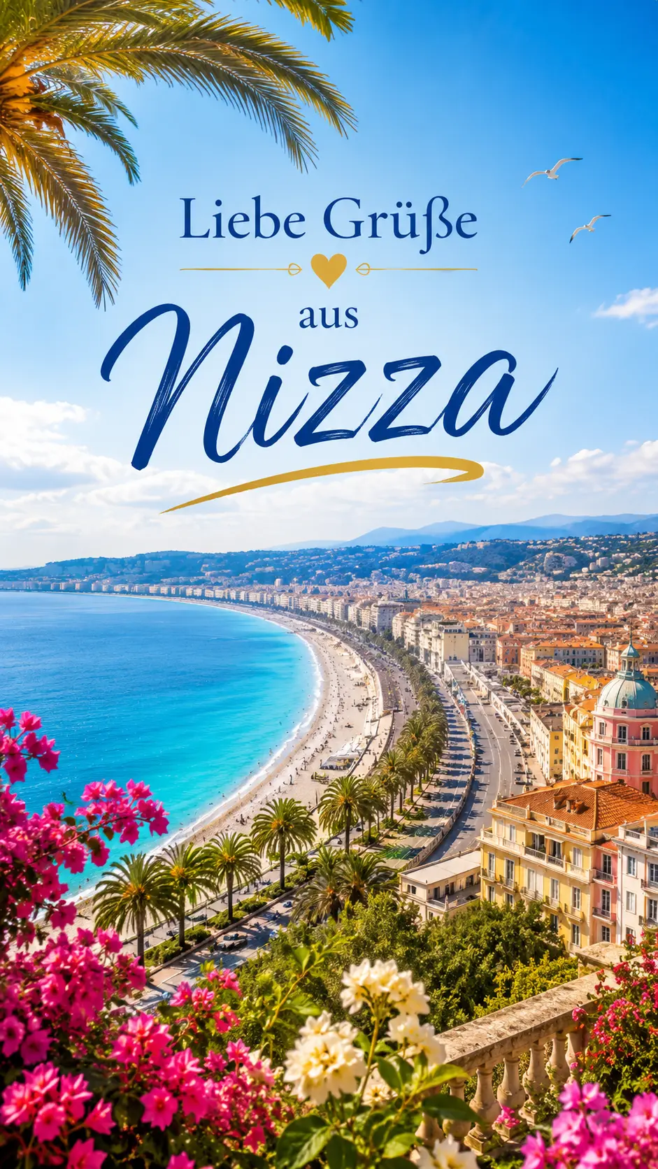 Digitale Postkarte aus Nizza - Liebe Grüße mit Promenade des Anglais