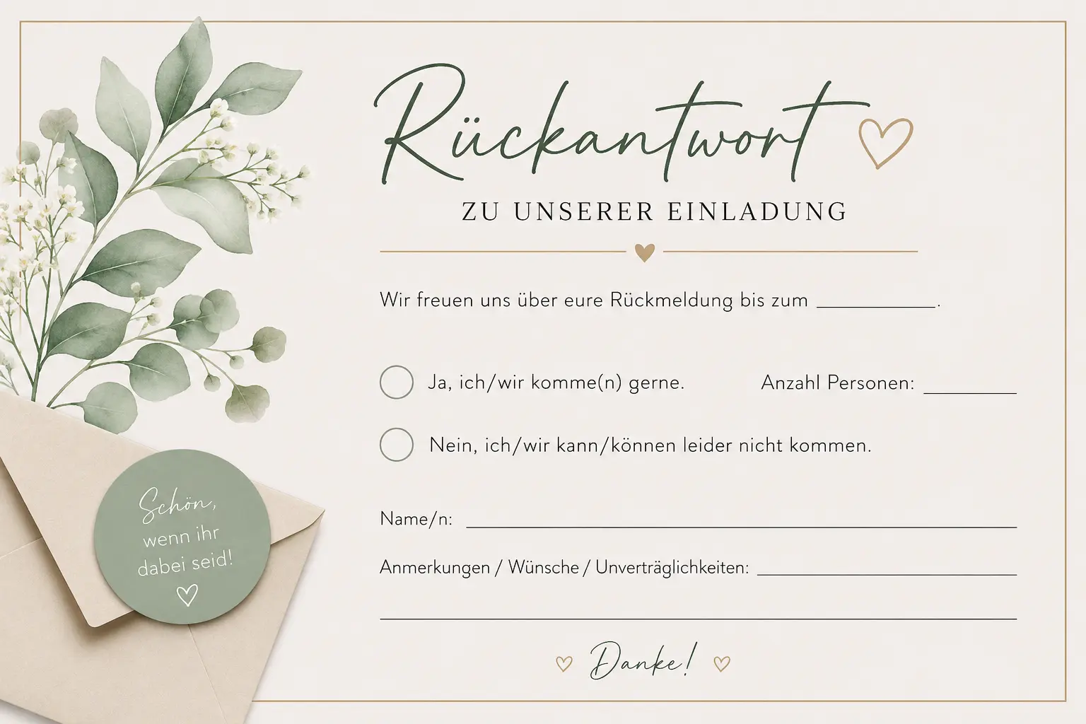 Rückantwort Einladung Vorlage - digitale Einladung mit Rückmeldung-Funktion von eCardino