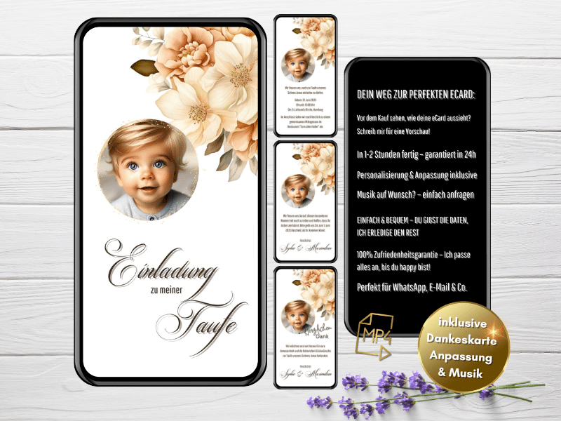 Boho Taufeinladung per WhatsApp