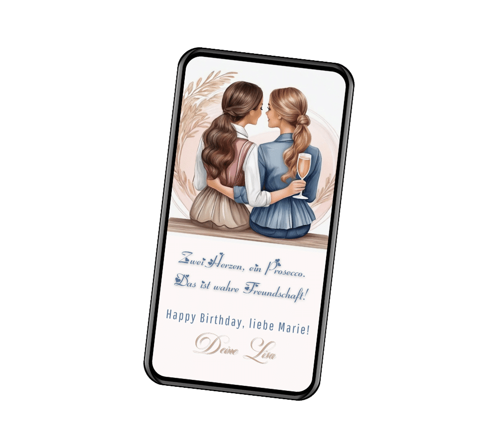 Best Friends Geburtstagskarte von eCardino - animierte eCard für die beste Freundin per WhatsApp