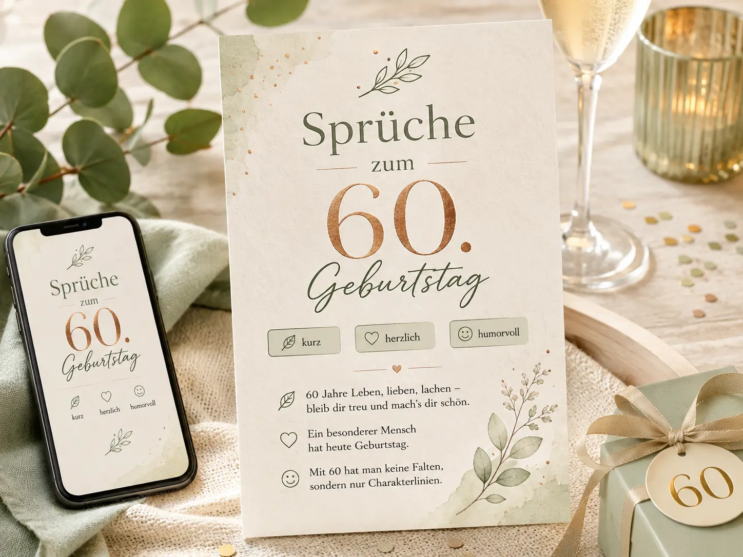 Sprüche zum 60. Geburtstag kurz herzlich und humorvoll - eCardino