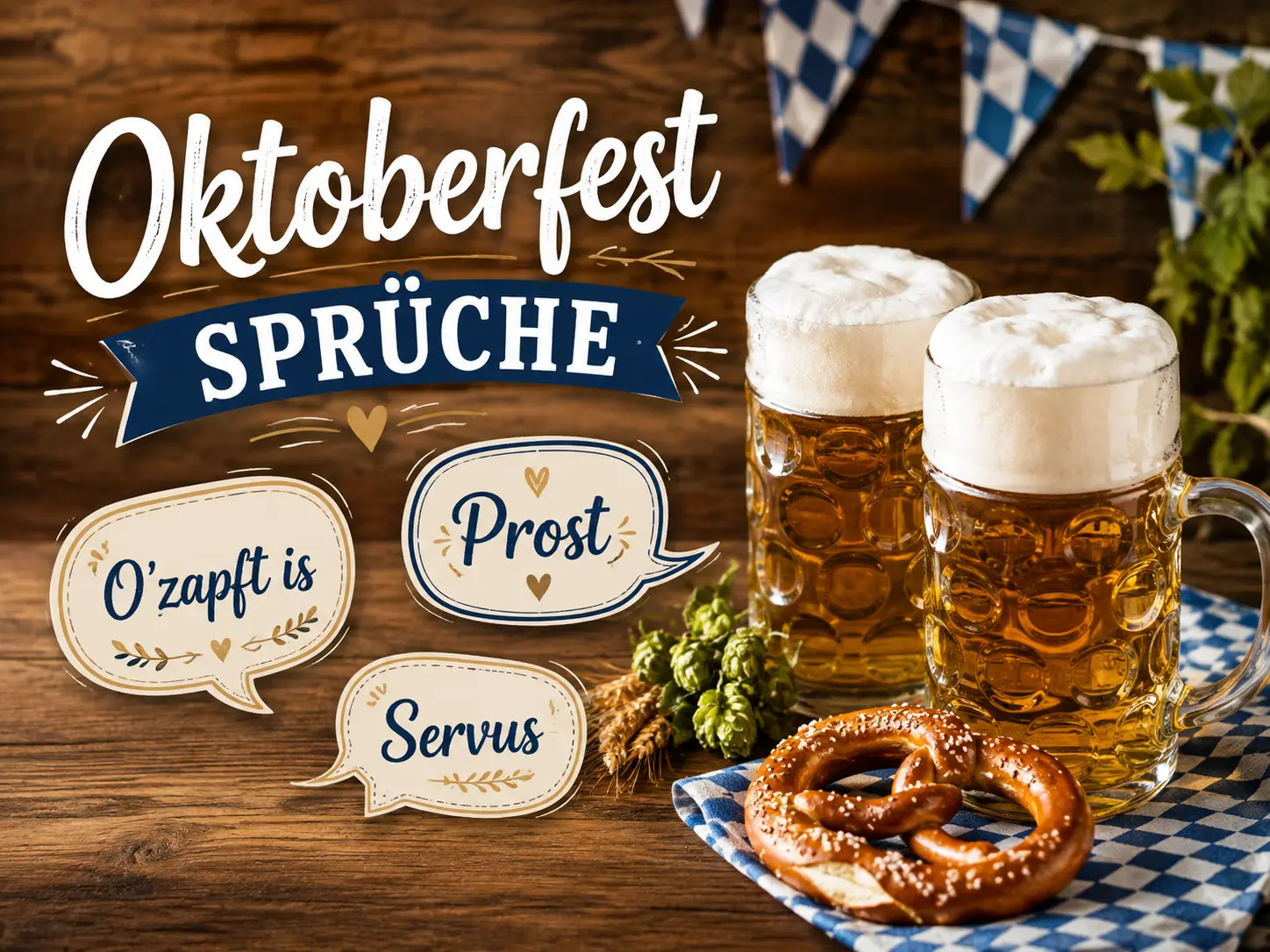Oktoberfest Sprüche mit O'zapft is, Prost und Servus - eCardino